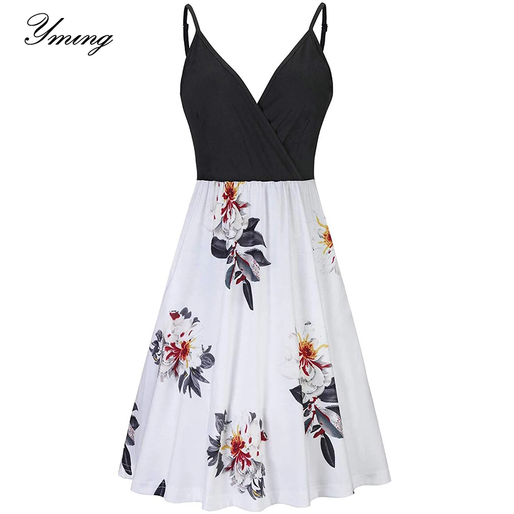 

YMING Women's Spring And Summer Women's Printed Camisole Dress Sexy Slim Beach Dresses Ladies Party Daily Commuting Clothing