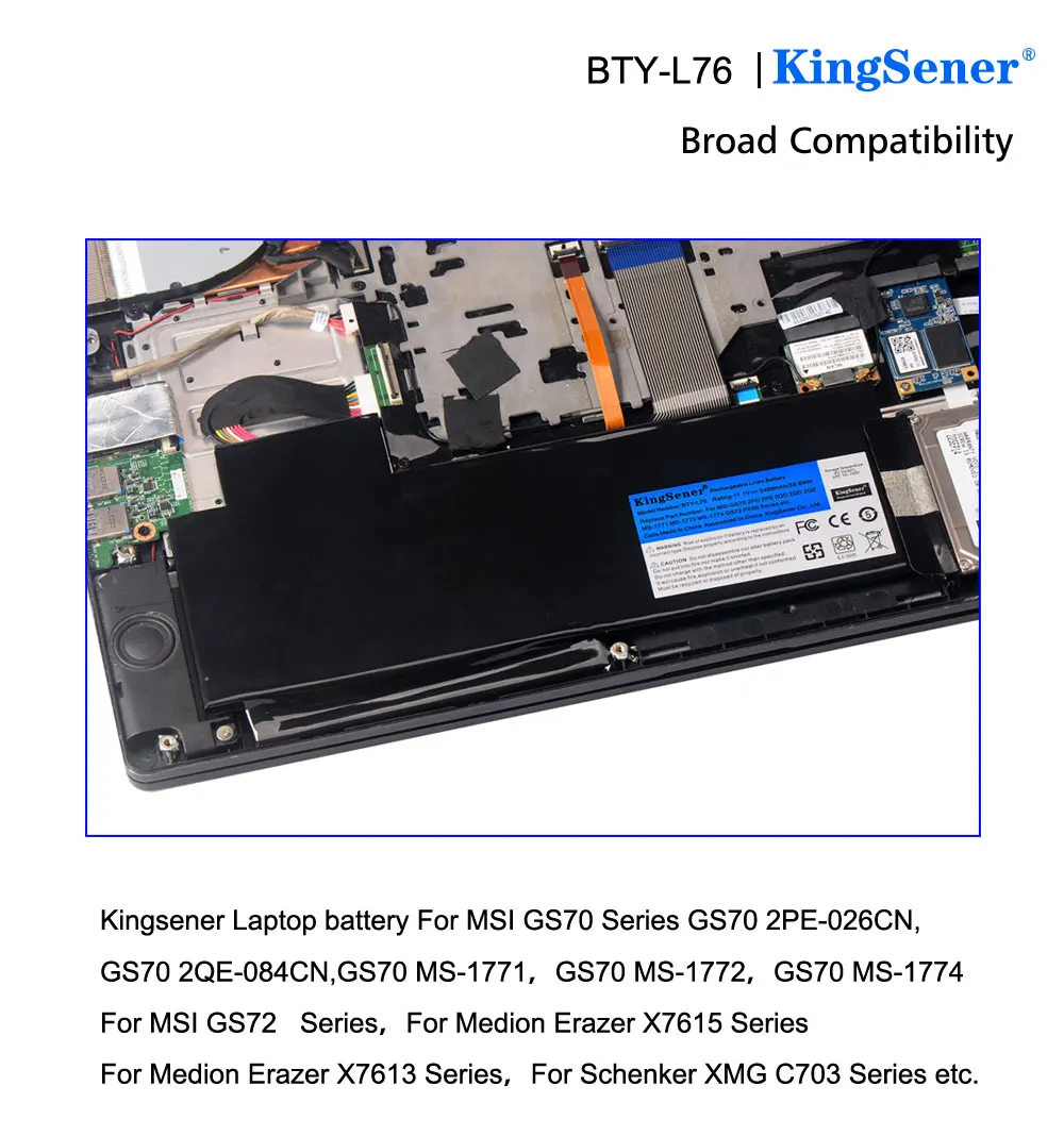 Kingsener Bty-l76 Bateria do Portátil para Msi Gs70 2od 2pc 2pe 2qc 2qd 2qe Gs72 Ms1771 Ms-1772 Ms-1773 Ms-1774 Medion X7613 Md98802 - Imagem 4