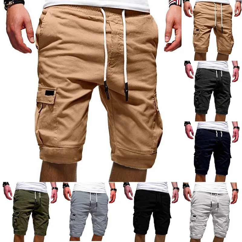 

2020 New Summer Shorts Men's Casual Multi-pocket Drawstring Short Masculino Hot Sale Male Solid Fashion Casual Shorts Streetwear