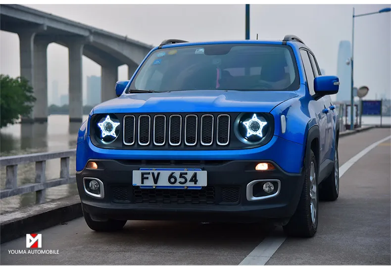 Автомобильный Стайлинг, фары в сборе для JEEP Renegade, светодиодные фары,,,, головная лампа с двумя линзами, Биксеноновые Hid