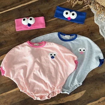 

Koodykids 2020 Baby Girl Summer Bodysuits With Headband Striped Rompers Summer Toddler Girl Clothes Korean Style Casual