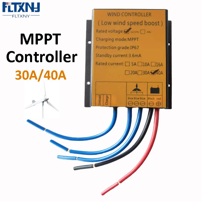 

30A 40A 12V 24V AUTO MPPT Charge Controller for Wind Turbine Three Phase LOW WIND SPEED VOLTAGE Regulator for Wind Generator