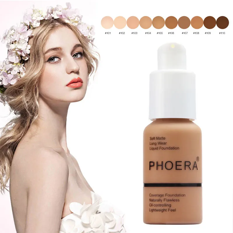 PHOERA Foundation Makeup Liquid Matte Moisturizer Face Base High Coverage Brighten Concealer Cream Wholesale TXTB1 | Красота и