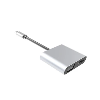 

4 in 1 Type C to HD Multimedia Interface VGA USB Converter Cable Mirror Extend Display Type C Audio Video Adapter