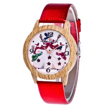 

Top Brand Lady's Wooden Side Belt Quartz Watch Business Lady Watch Christmas Gift Clock
