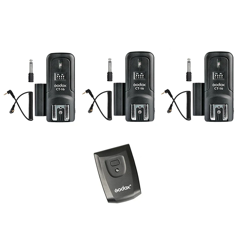 Godox CT-16 Godox Trigger Disparador de Flash Inalámbrico, Godox CT-16 Compatible con Cámara Réflex Digital Canon, Nikon, Sony, Pentax (1 Transmisor 2 Receptores