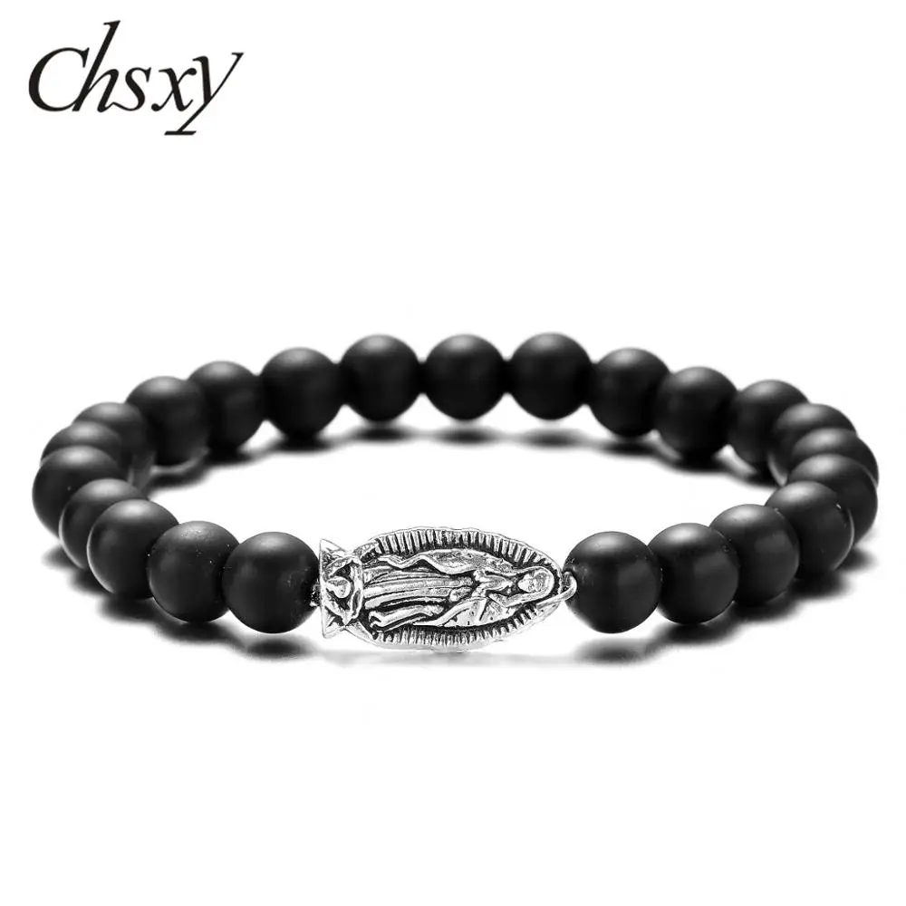 CHSXY античное серебро Цвет благословенная девственная Мария Шарм браслет из