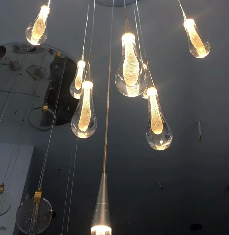 Роскошные капли воды, стекло подвесное освещение светодиодный постмодерн дизайнерский отель спальня столовая Хрустальные подвесные лампы