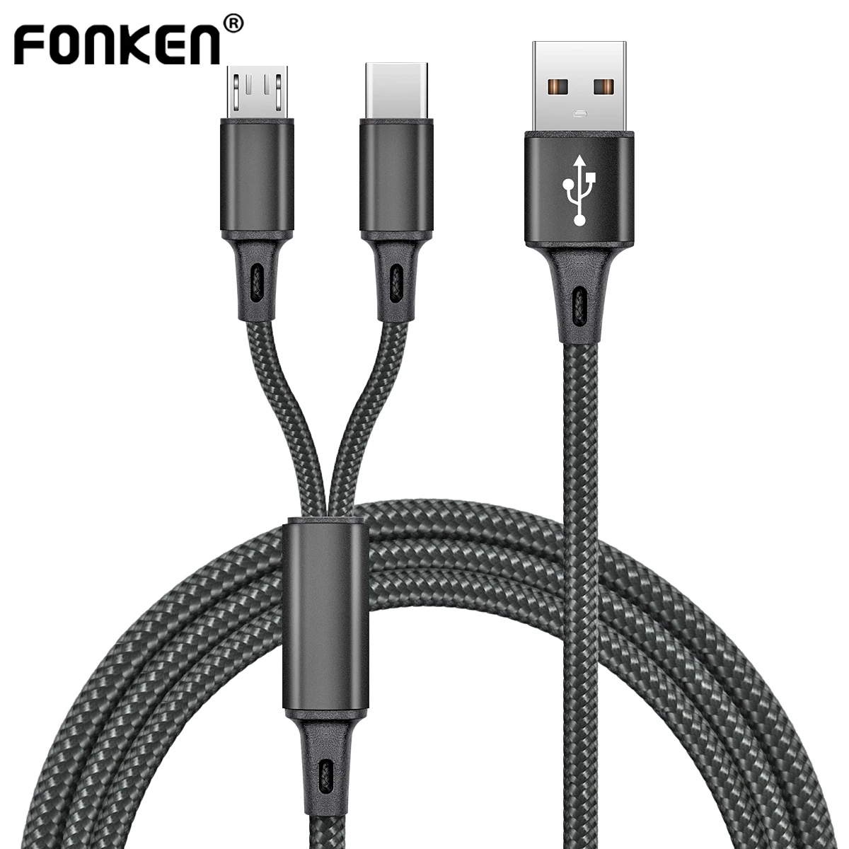 USB кабель FONKEN 2 в 1 для быстрой зарядки Xiaomi Samsung Android|Кабели мобильных телефонов| |