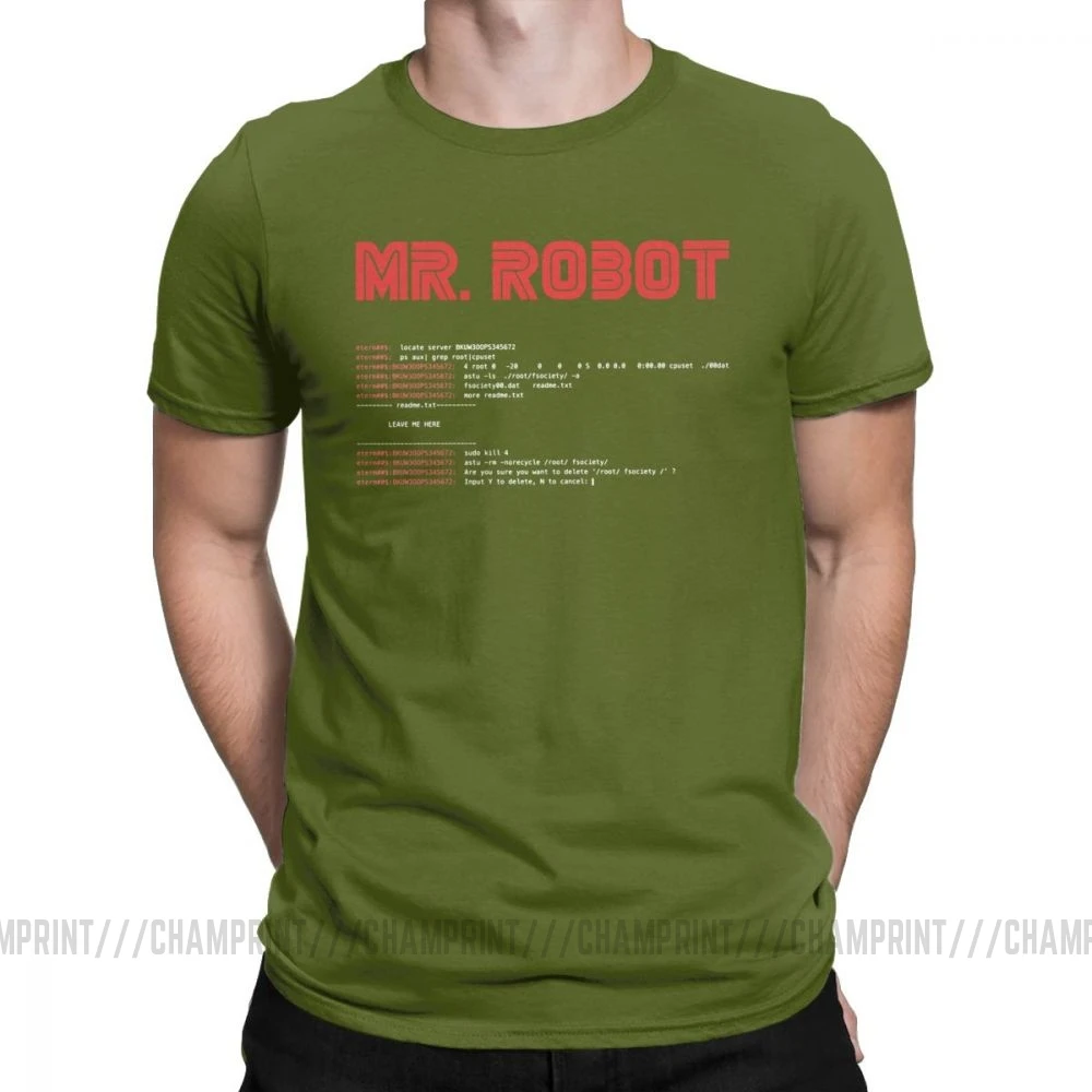 Крутая футболка Mr Robot Программирование программист футболки разработчик футболки с кодом для мужчин вырез лодочкой хлопок короткий рукав Одежда большого размера - Цвет: Армейский зеленый