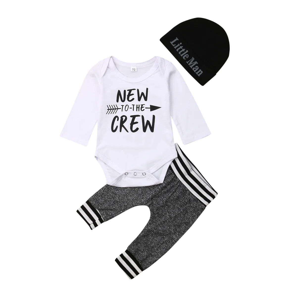 

0-18M Baby 3Pcs Clothes Sets Infant Newborn Babies Boy Long Sleeve Bodysuit+Pants Outfit Clothes Bodysuits Playsuit