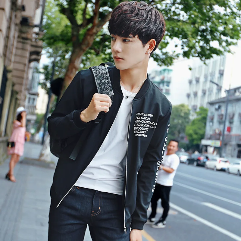 

New Bomber Letter Printed Jacket Men Pilot with alphabet designThin Pilot Bomber Jacket Men Wind Breaker Jacket Fashion