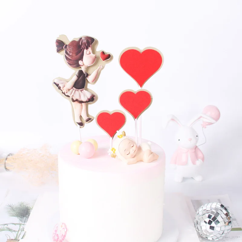 Cakelove 1 комплект милая маленькая девочка любовь Топпер для торта в форме сердца