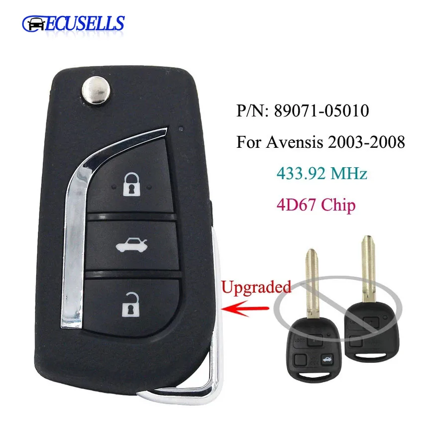 Обновленный дистанционный брелок 433 92 МГц 4D67 чип для Toyota Avensis 2003 2008 P/N:89071 05010 с