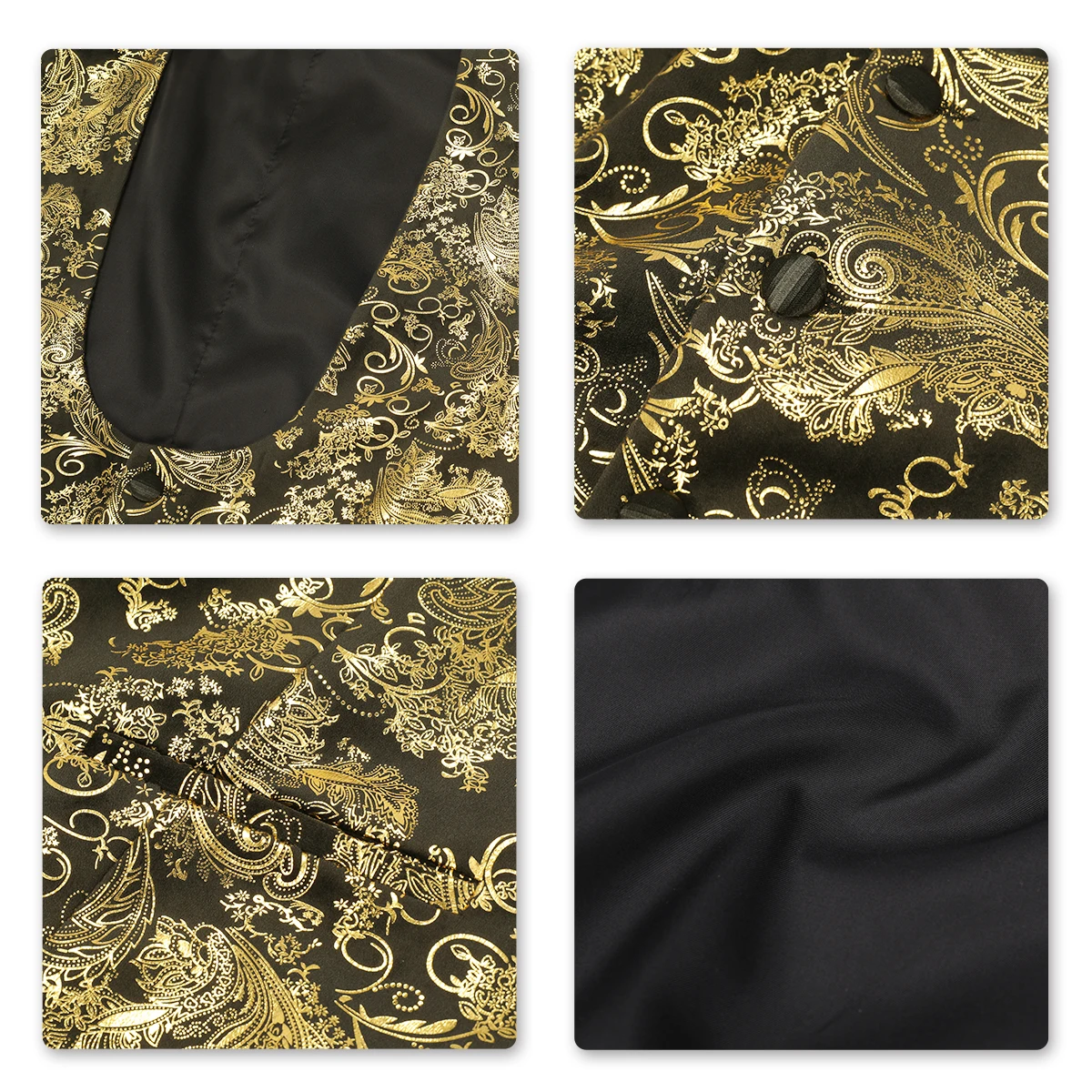 YUNCLOS мужской золотой пиджак, свадебные и вечерние однобортные с v-образным вырезом и четырьмя пуговицами
