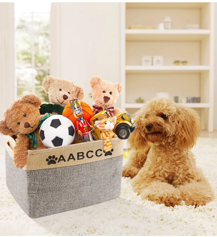 Pet Folding Toy Portable Storage Basket Imitation Cotton And Linen Home Fabric Car Box | Дом и сад