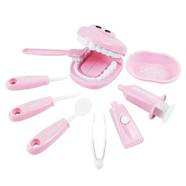 9Pcs/set Brushing Practice Kids Pretend Play Toy Dentist Check Teeth Model For Doctors Role Play juegos educativos para niños 3