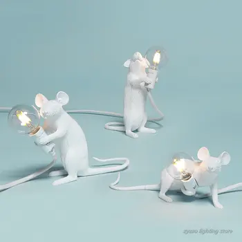 

Scandinavian Creative Resin Mouse Table Lamps Children's Room Cafe Bar Restaurant Table Light Gift Home Decor Mouse Toys Lamps