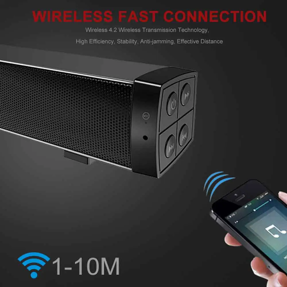 10 Вт беспроводной Bluetooth Саундбар стерео колонки Hifi домашний кинотеатр Саундбар для телевизора объемная звуковая система AUX TF FM радио колонка