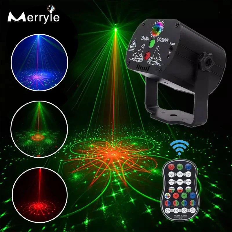 60 узоров светодиодный светильник для сцены диско USB перезаряжаемая RGB лазерная