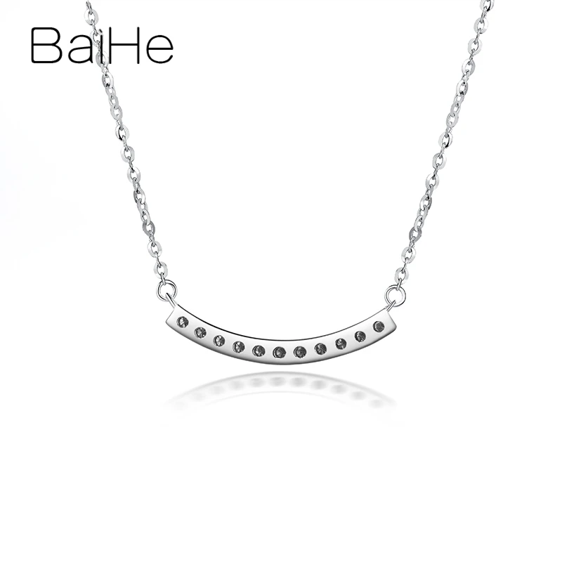 BAIHE Твердые 18 к белое золото сертифицированные круглые H/SI 0.183ct натуральные бриллианты ювелирные изделия Свадебные трендовые Простые Модные Подарочные ожерелья