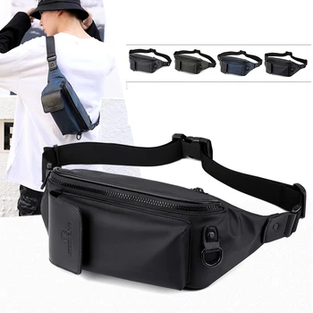 

New Men Belt Bag Fashion Trend Waist Bag Multifunctional Waterproof Chest Pack PU Soft Leather Travel Phone Wallet Shoulder Bags