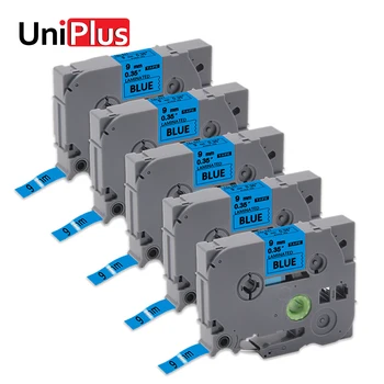 

UniPlus 5PK TZe-521 tze521 Blue Label Maker Compatible for Brother PT Label Printer Black on Blue 9mm tz521 tze Labeling Tapes