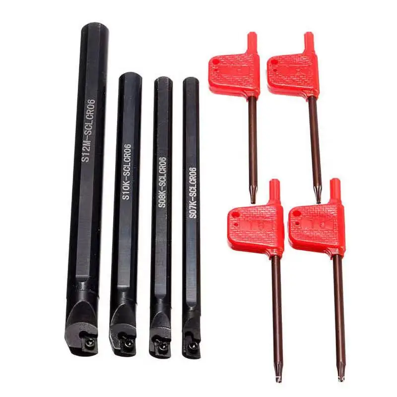 

4PCS S06K-SCLCR06 S07K-SCLCR06 S08K-SCLCR06 S10K-SCLCR06 95 degree spiral turning tool holder +10PCS CCMT060204 carbide tools