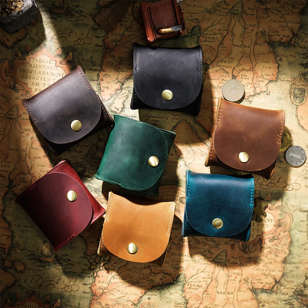 Genuine Cow Leather Coin Purse Mini Small Wallet Female Real Cow Leather Vintage Design Individuation Men Women Coin Bag