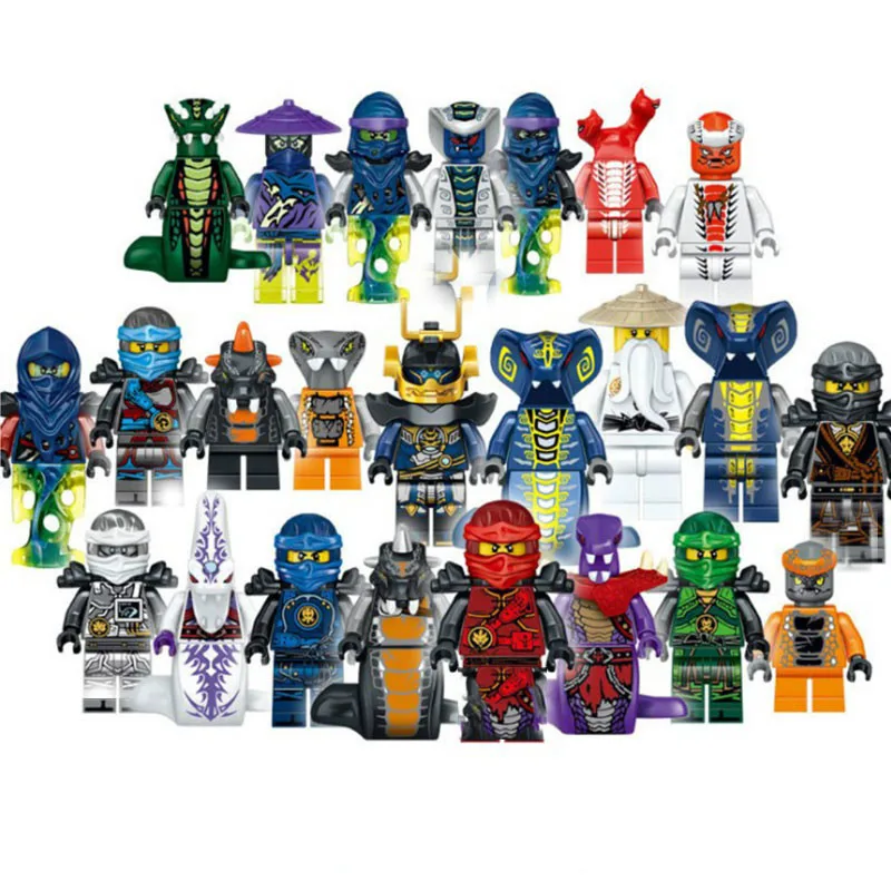 

24pcs Ninjago Pythor Mini Figures Building Toys Pythor Ninja Snake Skalidor Set Leader Blizzard Samurai Block KID TOYS