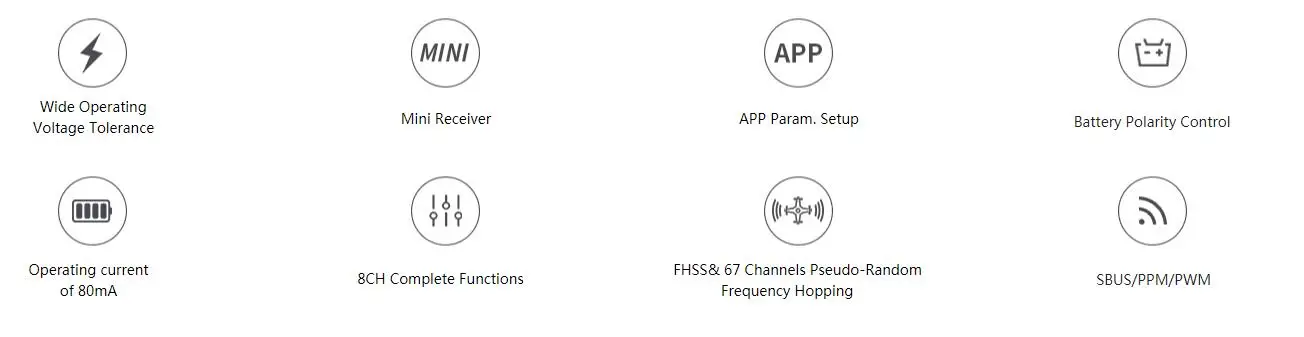 Radiolink T8FB, MINI APP Wide Operating Voltage Tolerance Mini Receiver APP Param_ Battery