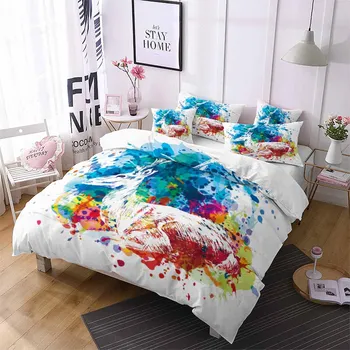 

Watercolored Deer Animals Custom Bedding Set Single Full Queen King Size Colorful Duvet Cover Set Home Textiles 100% Microfiber