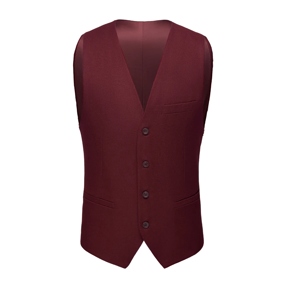Пиджак+ брюки+ жилет) роскошный свадебный мужской костюм из трех предметов, деловой бордовый костюм-смокинг для мужчин Terno Masculino