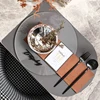 High End Creative Round Acrylic Tray Mat Stainless Steel Bowl Set 1