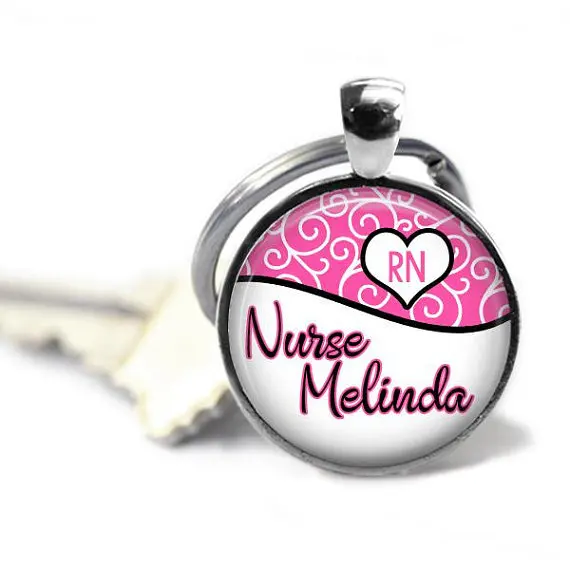

New Products Custom Nurse Gift Time Stone Metal Keychains Key Ring Creative Gifts