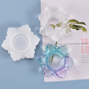 

DIY Storage Box Crystal Epoxy Resin Mold 3D Lotus Candle Holder Silicone Mould A2UA