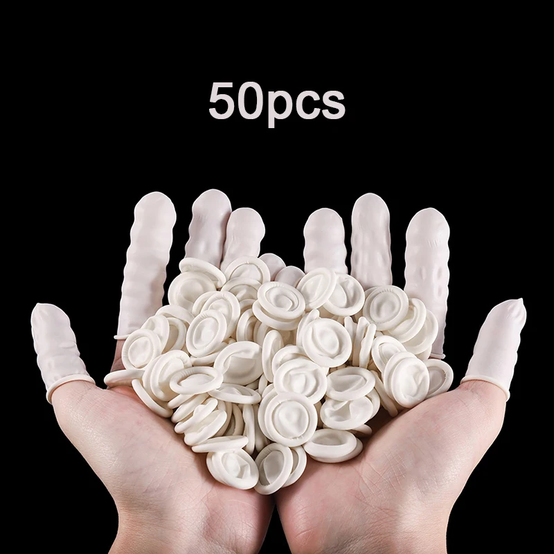 50pcs Disposable Latex Rubber Finger Cots Sets Fingertips Protector Gloves Lot 