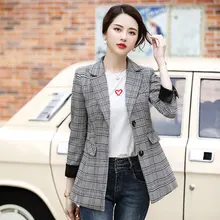 ##Special Price Temperament women's jacket high quality 2019 new autumn and winter large size plaid blazer Professional office women's suit ##Special Price Temperament women's jacket high quality 2019 new autumn and winter large size plaid blazer Professional office women's suit