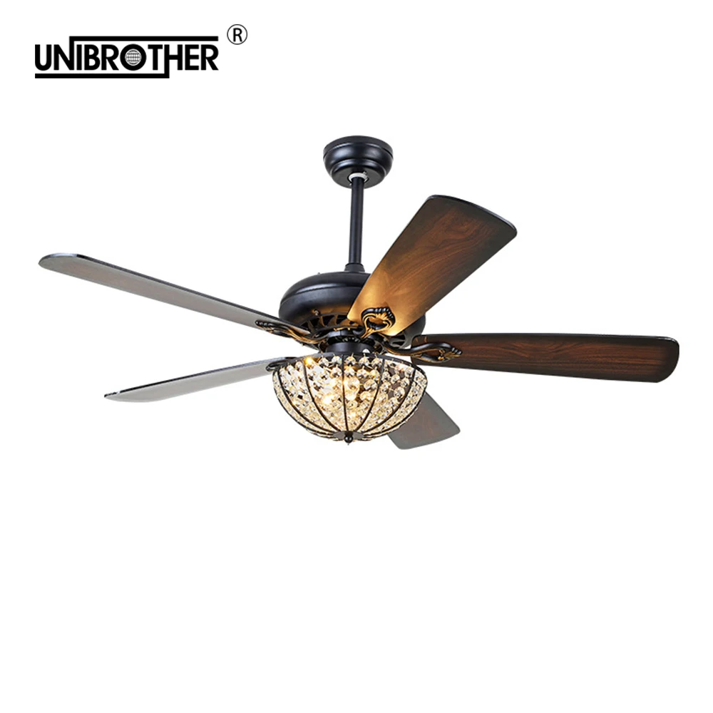 52inch Wood Ceiling Fan Lamp with Light 110v Remote Control Retro 5 Fixture fans Home Indoor Low-Profile Blades | Лампы и освещение