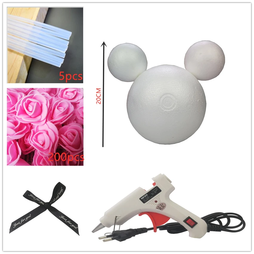 1 шт. 20/25 см пены розовая формочка "Микки Маус" DIY искусственный цветок розы Микки Пластик розы подарки «сделай сам»