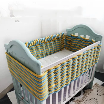 

DIY Multipurpose Cotton Toddler Baby Bed Bumper Crib Bumper Infant Room Decor Newborn Knotted Crib Bumper Bed Braid Protector