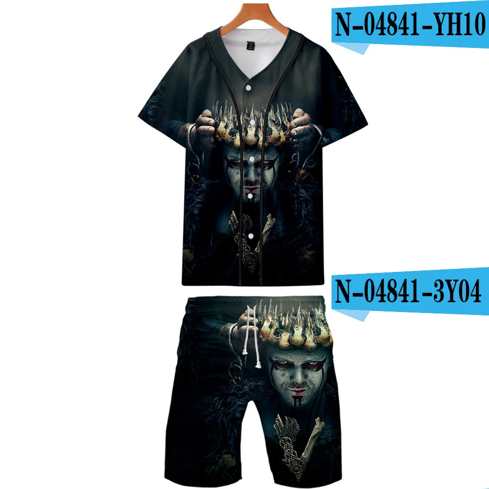 Viking комплект из двух предметов куртки и шорты Kpop Мода крутой принт Viking бейсбольная куртка набор для мужчин Уличная Одежда большого размера - Цвет: E