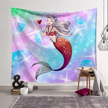 

Colorful Mermaid Tapestry 3D Printing Tapestrying Rectangular Home Decor Wall Hanging 07
