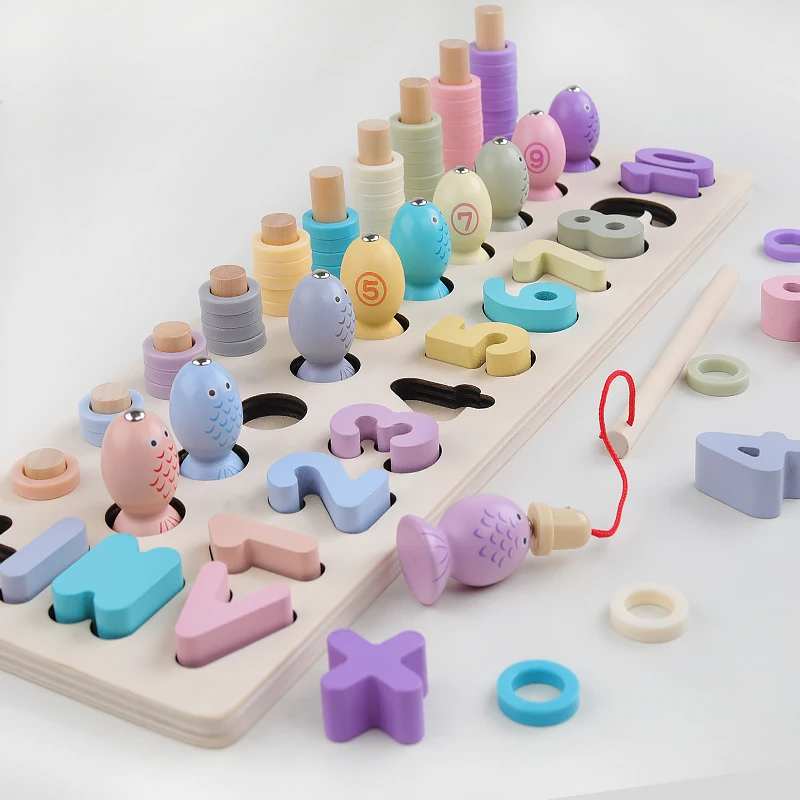 Детские деревянные игрушки montessori математические игрушки подсчета цифровой познание матч Развивающий Пазл игрушки, деревянные игрушки для детей