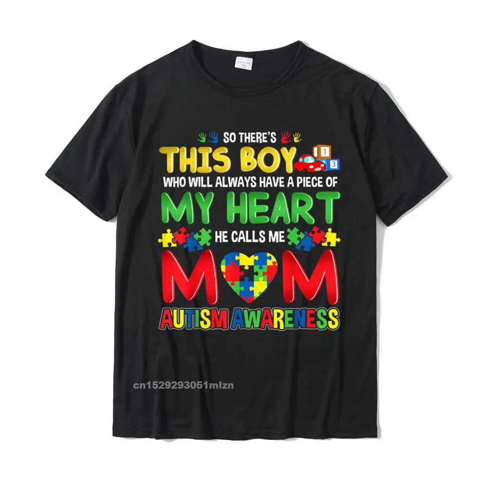 Summer Printing T Shirt for Male Cotton Father Day Tops T Shirt Street T Shirts Short Sleeve Plain Round Collar Mom Autism Awareness T-Shirt Mother of Boys Gift__4922 black