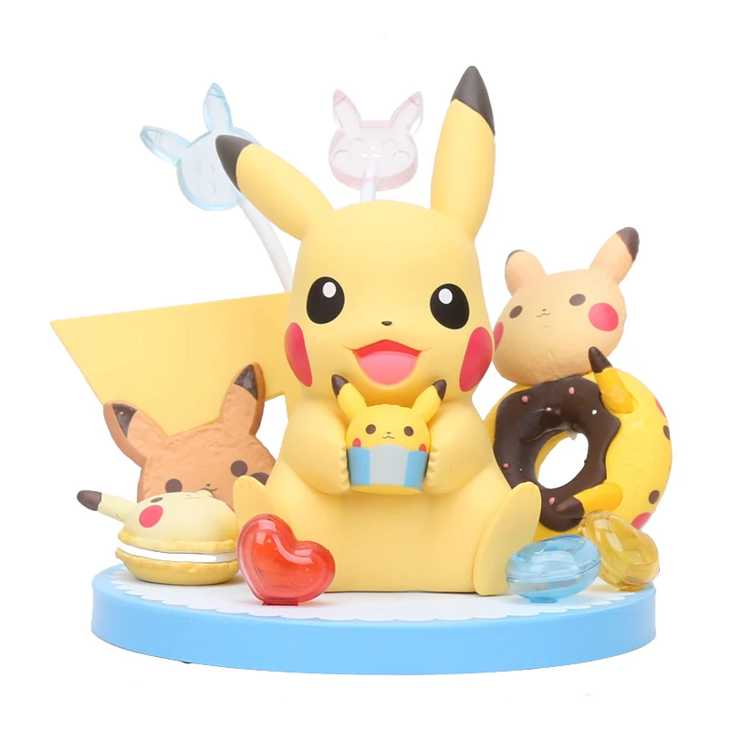 14センチメートルポケモンピカチュウ置物パーティーカップケーキドーナツかわいいpvcアクションアニメフィギュアコレクションモデルのおもちゃ Action Figures Aliexpress