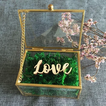 

Vogue Metal Glass Box Give Guests Small Gifts Exquisite Wedding Ring Glass Box DIY Proposal Jewelry Earring Storage Container