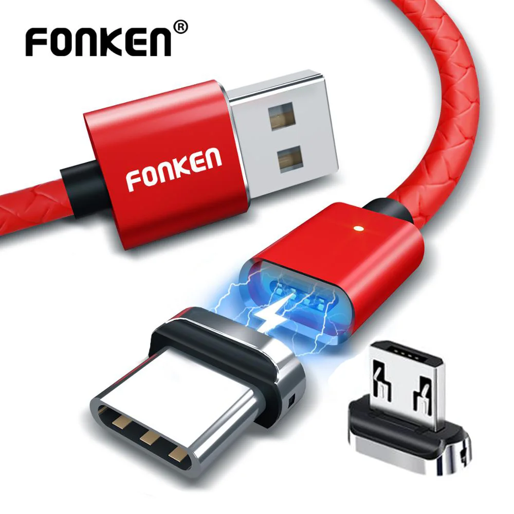 FONKEN USB Type C Magnetic Cable Micro USB C Cable Charging For Phone 3A 2m Mobile Quick Charger Magnet Cord Android Data Wires