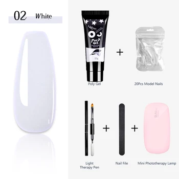 

5 In 1 Poly gel Kit Nail Extension Poly Gel Set With Nial Tip Form Qiuck Poly gel Builder Gel For Manicure Finger Extend Brush