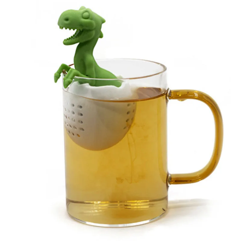 

Cute Dinosaur Tea Strainer Set Environmental Protect Silicone Ultra-fine Sieve Bulk Tea Filter Tea Leak Reusable Tea Strainer